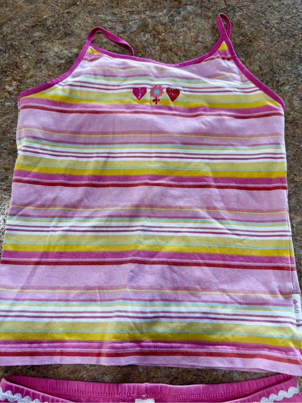 Gap Kids Girls 2 Piece Pajama Set Size L 10 Pink Striped Cami Shorts